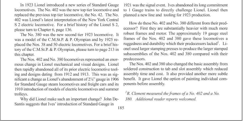 Greenberg Lionel Standard Chap 7, page 185